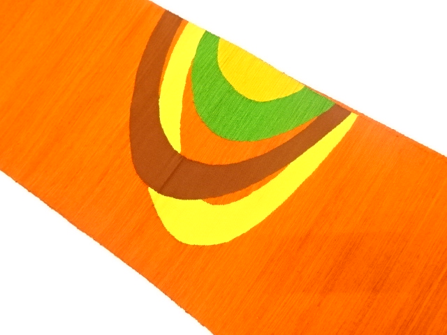 未使用品　手織り紬　抽象模様織り出し　名古屋帯